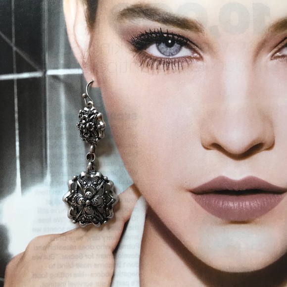 Antiquated Silver Heirloom Double Drop Earrings - Picture 5 of 16